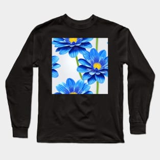 Just a Blue Flower Pattern - Elegant and Sophisticated Design for Home Decor Long Sleeve T-Shirt